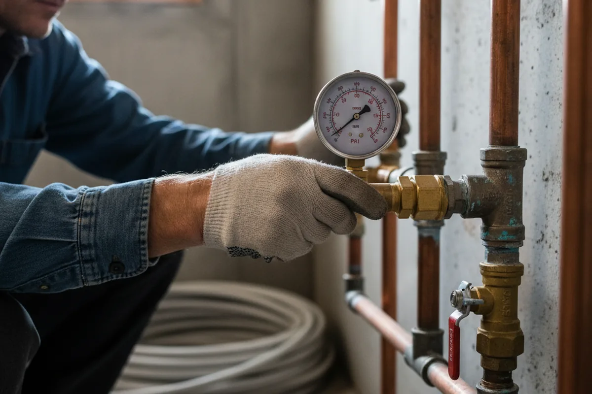 Pressure testing a repaired line during Water Line Repair in Upperville